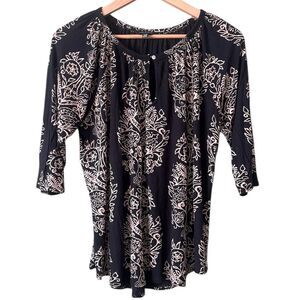 Lucky Brand Black Floral Blouse Sz 1X